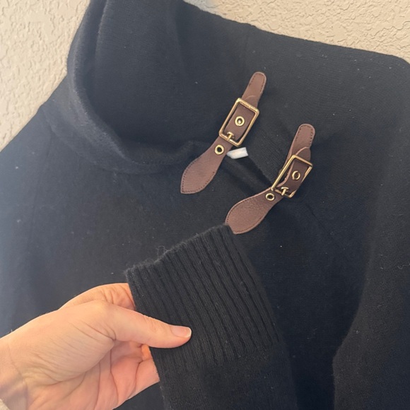 Ralph Lauren Black Turtleneck Sweater with Leather Buckles - Picture 5 of 9